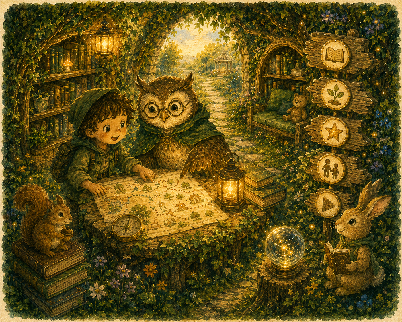 Fables Guide cover with library theme.