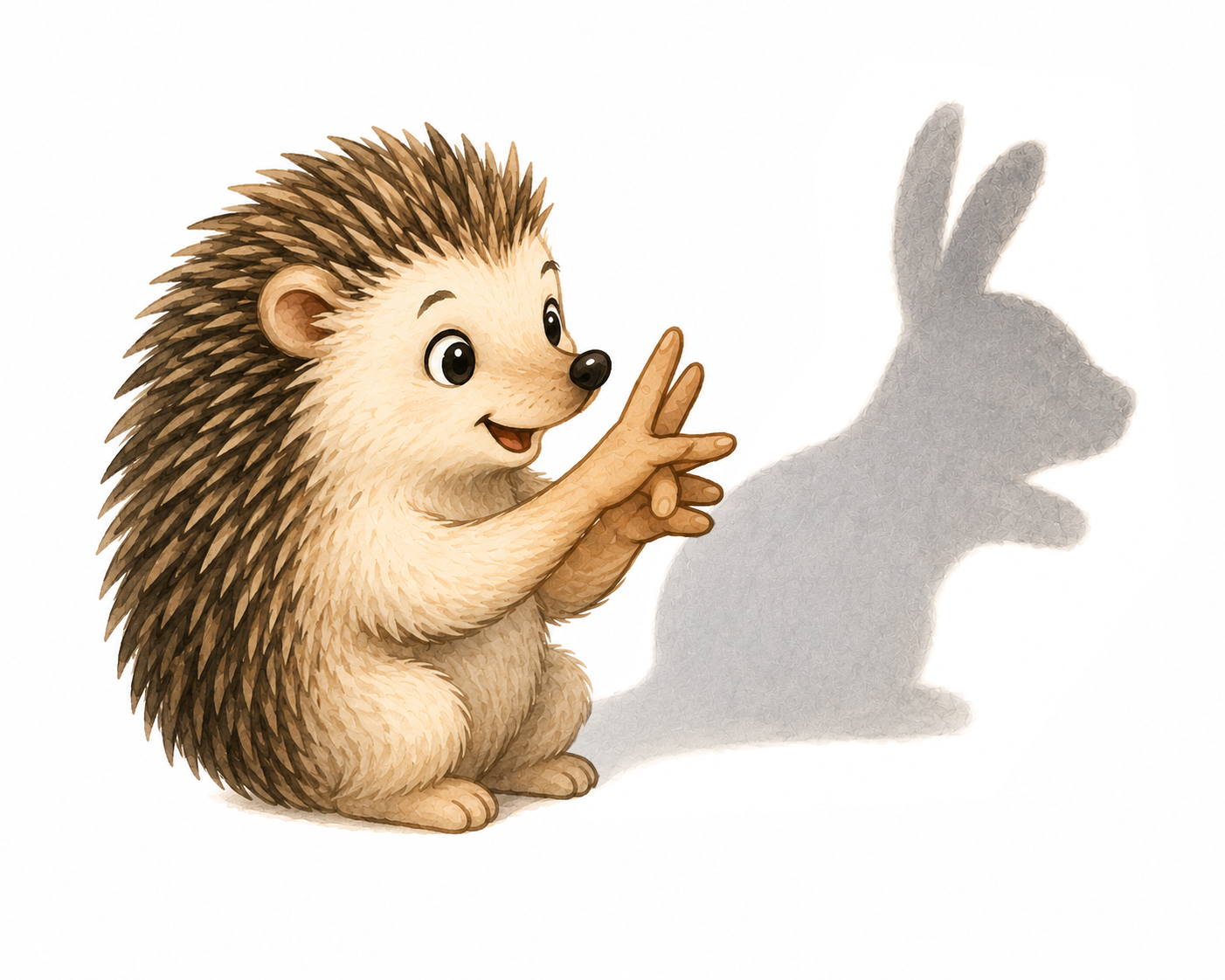 A hedgehog making a rabbit shadow on the wall with its paws.